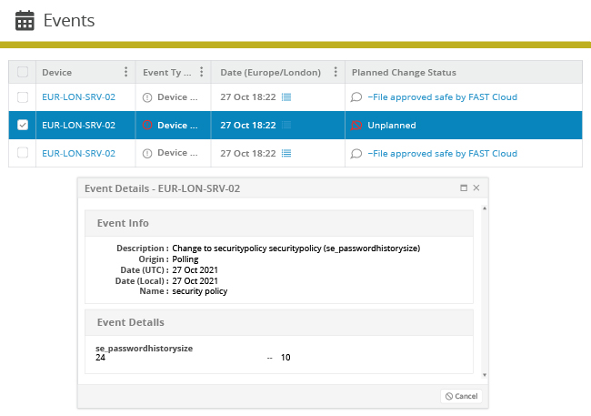 screenshot of Netwrix Change Tracker